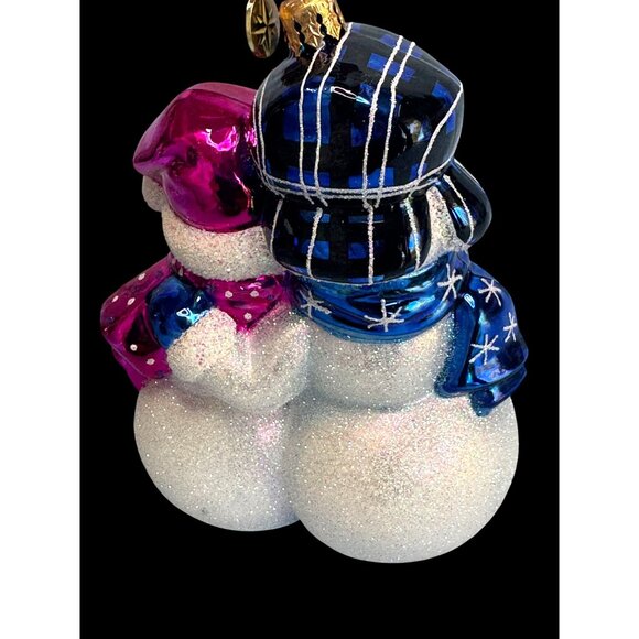 Christopher Radko Snow Couple Ornament White Glass Holiday 5" Germany #1022114 - Picture 3 of 6